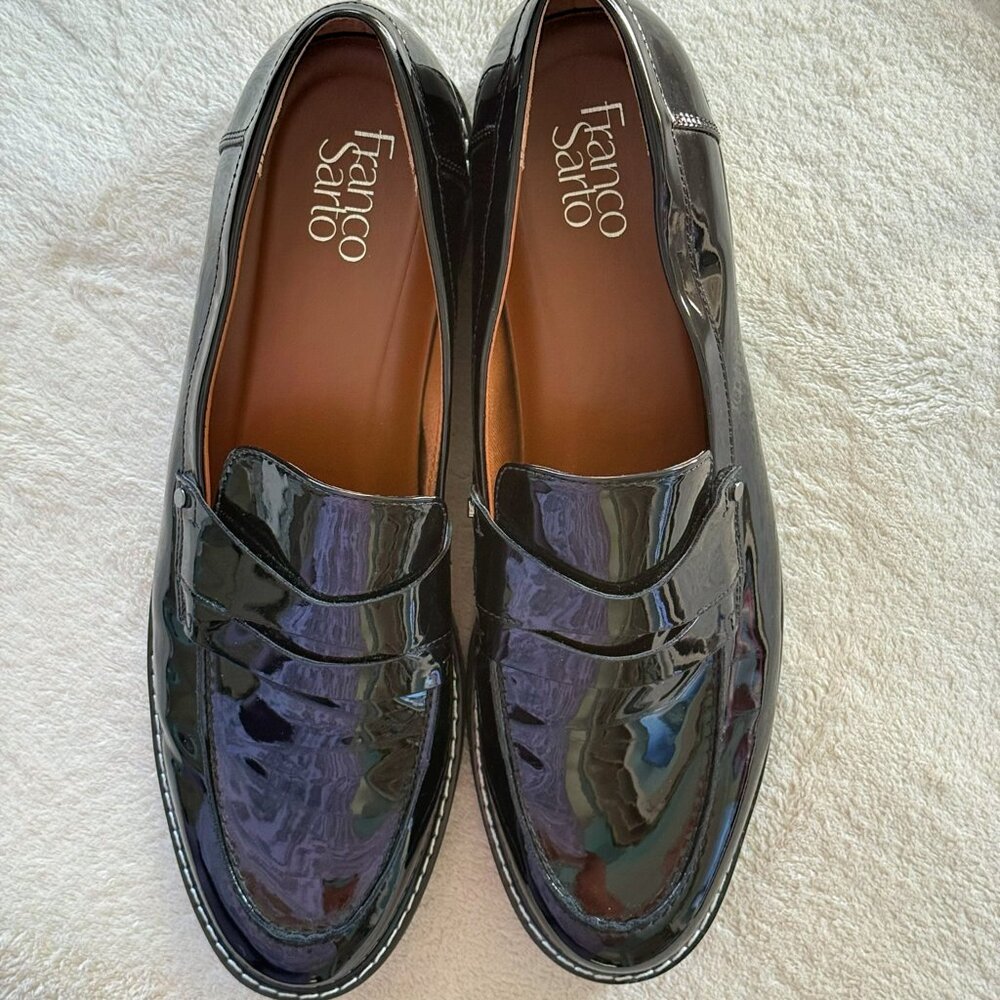 WOMEN'S Franco Sarto "CASSANDRA" Platform Patent Leather Penny Loafer Size 12 - Picture 6 of 9